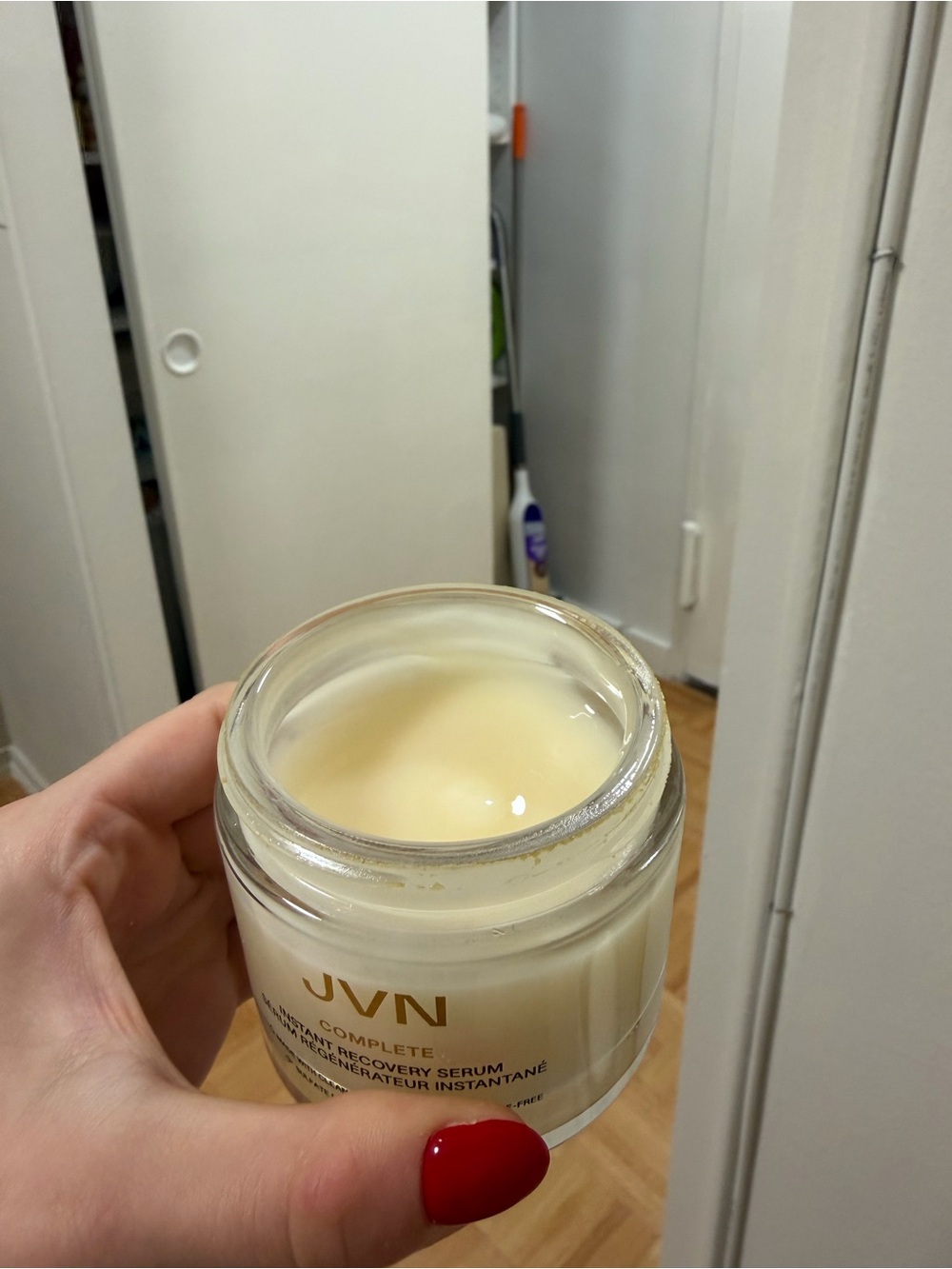 JVN Women's Moisturizer Jar in Cream with Gold Text